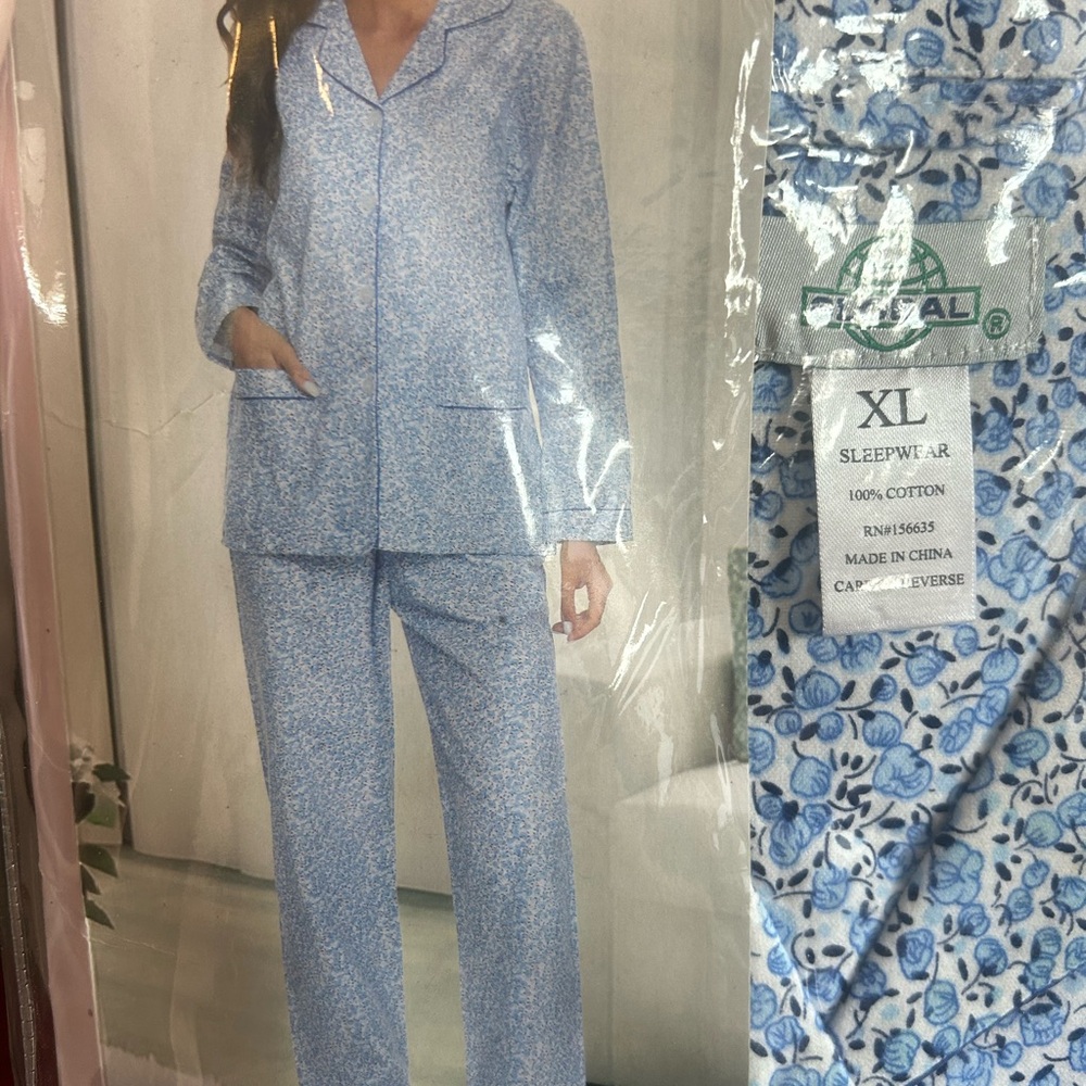 Global Views Blue Floral Pajama Set